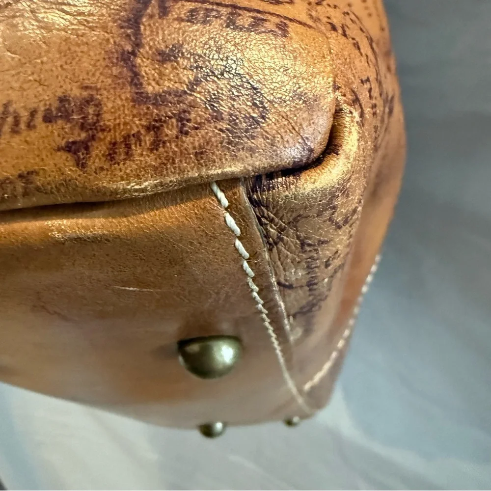 Patricia Nash Map Leather Tote Vintage Inspired Old World Travel Bag Pre-owned - Picture 4 of 16